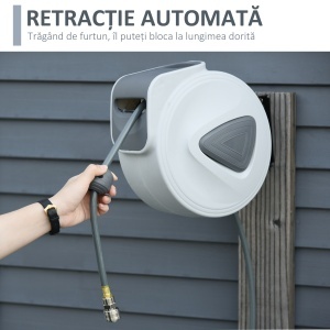 furtun de perete, sistem automat, 43x25x35cm, gri - Img 4