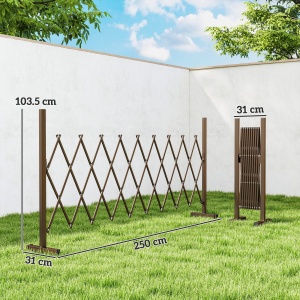 Gard Extensibil Mobil Pliabil din Aluminiu, 300cm x 103,5 cm, Maro Închis - Img 3