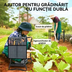 Genuncheră și Bancă de Grădină Pliabilă 2 în 1, Culoare Verde Negru - Img 4
