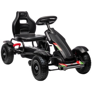 Go-Kart cu Pedale din PP și Metal cu Frână de Mână Negru - Img 1