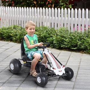 Go-Kart cu Pedale pentru Copii, Alb si Negru - Img 2