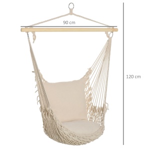 Hamac de Gradina din Franghie Shabby Chic pentru Interior si Exterior Alb - Img 3