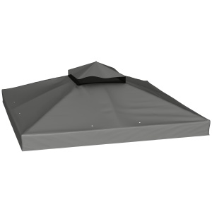 Husă de schimb pentru pavilion 3 x 3 m, prelată de schimb pentru pavilion cu orificii de scurgere a apei, UPF30+, protecție solară, gri închis - Img 1