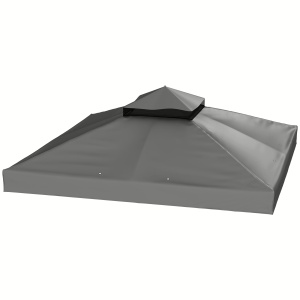 Husă de schimb pentru pavilion 3 x 3 m, prelată de schimb pentru pavilion cu orificii de scurgere a apei, UPF30+, protecție solară, gri închis - Img 6