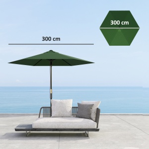 Înveliș de Schimb pentru Umbrelă cu Orificii de Aerisire, Ø300 cm, Verde - Img 3