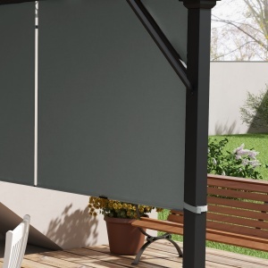 Învelitoare pentru Pergolă cu Buzunare și Curele pentru Stâlpi, 488x122 cm, Gri Închis - Img 8