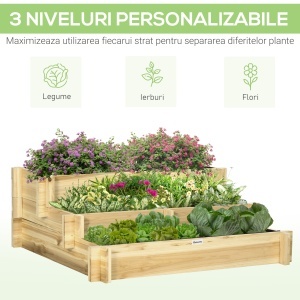 Jardiniera 3 Niveluri din Lemn de Brad – Cultivare Usoara in Gradina - Img 4
