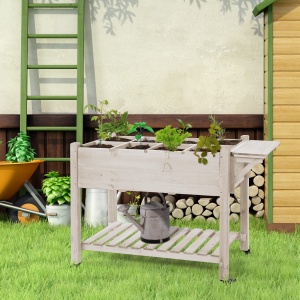 Jardiniera din lemn pentru gradina, 123x54x74cm, maro - Img 2