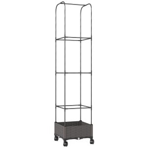 Jardiniere înălțată cu spalier, jardiniere mobilă cu roți și orificiu de scurgere, jardiniere 40 x 40 x 185 cm