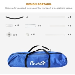 Kit de Antrenament cu Obstacole pentru Animale de Companie, Set Echipament de Agilitate pentru Câini, 89x69x99 cm, Portoccaliu - Img 6