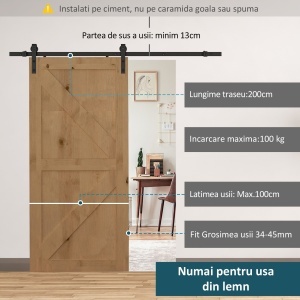 Kit Montaj Usi Glisante – sina 200 cm cu Accesorii Otel - Img 5