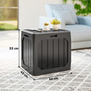 Ladă de Grădină 121L din Plastic, Cutie de Depozitare pentru Exterior cu Mânere, Impermeabilă și cu Încuiere, 56x45x53 cm, Negru - Img 3