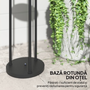 Lampă de Exterior cu 3 Lumini, Raft Central și Bază Rotundă, Ø37x144 cm, Negru - Img 9