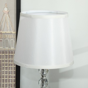 Lampă de Masă cu Buton și Port USB, Lampă Modernă din Metal, Sticlă și Poliester, Ø23x45 cm, Argintiu - Img 8