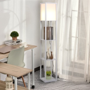 Lampa de Podea cu 3 Polite Integrate Cuplare E27 Putere 40W Alb - Img 2