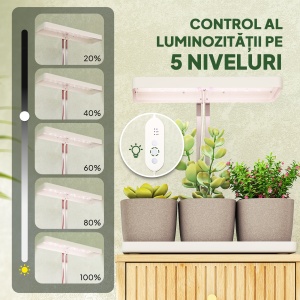 Lampă pentru Plante cu 42 de Lumini LED și 3 Vase 45x18.8x47.8 cm Alb - Img 7