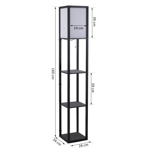 Lampa Pom cu Librarie 3 Niveluri Negru 26 x 26 x 160 cm - Img 3