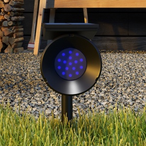 Lampă solară pentru grădină, lampă RGB cu 2 moduri de lumină pentru grădină, curte, gazon,10,6 x 15 x 38 cm, negru - Img 9