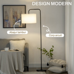 Lampadar Arcuit cu Abajur Efect In, Alb-Neagru - Img 4