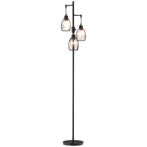 Lampadar Industrial cu 3 Abajururi și Intensitate Regulabilă, 30x30x170.5 cm, Negru - Img 1