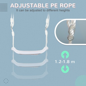 Leagan pentru copii 9-36 luni din plastica PP si PE pentru spatii interioare si exterioare cu franghie reglabila si lumini LED, 39x16.5x120-180 cm, alb - Img 5
