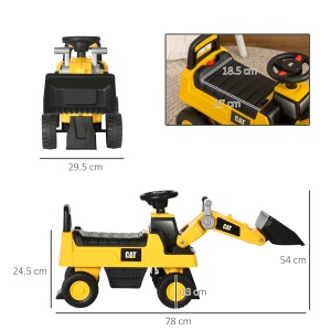 Licensed CAT Kids Ride on Excavator w/ Manual Bucket Horn Under Seat Storage - Img 3