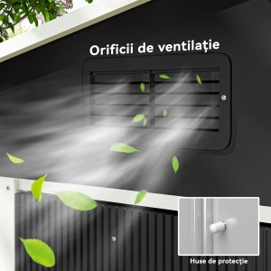 Magazie de depositare Gradina cu 2 usi Glisante de ventilatie, Otel - Img 6
