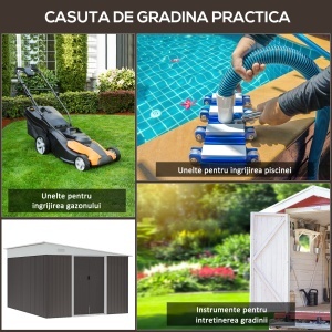Magazie de Grădină cu Ușă Glisantă din Oțel Zincat Gri - Img 6