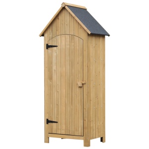 Magazie de Scule de Gradina din Lemn Impermeabila cu Usi si Rafturi, 77.5x54.2x179.5 cm - Img 1