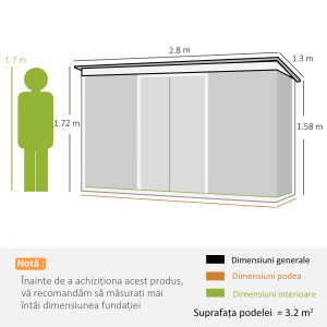 magazie pentru scule de gradina, 280x130x172cm, Verde deschis - Img 3