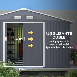 Magazie Unelte Otel Galvanizat 3,4×3,82×2 m – Impermeabila & Anti‑rugina - Img 5