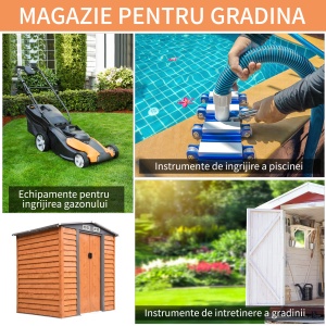 Magazina Gradina Otel – 197×160×201 cm, Usi Glisante Efect Lemn - Img 6