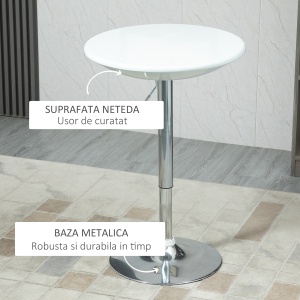 Masă bar cu plan rotativ inaltime reglabila, baza otel - Img 6