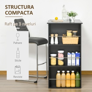 masa de bucatarie, 3 rafturi, 112x57x106cm, negru - Img 4