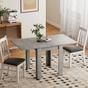 Masă de Dining Extensibilă pentru 4-6 Persoane din Lemn și Oțel, 140x80x77.5 cm, Gri - Img 8