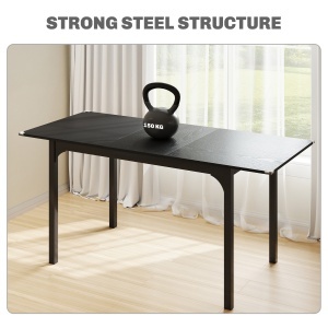 Masa de Gradina Extensibila pentru 4-6 Persoane, cu Picioare din Otel, 160x70x75 cm, Negru - Img 6