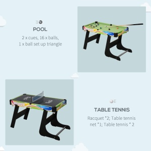 Masă de Joc 4 în 1 pentru Fotbal de Masă, Biliard, Air Hockey și Ping-Pong, 86,5x43,5x64 cm, Multicolor - Img 5