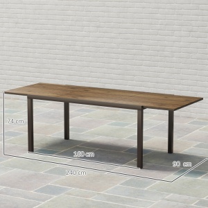 Masă Extensibilă pentru Terasă cu Margini din aluminiu, 160/240x90x74 cm, Maro - Img 3