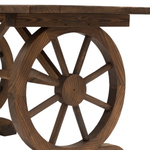 Masa Gradina Rustica din Lemn 110×60×65 cm – Cu Roti pentru Terasa - Img 7
