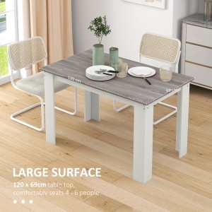 Masă Modernă de Dining pentru 4-6 Persoane 120x69x75 cm Gri și Alb - Img 5