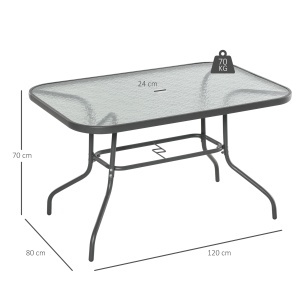 Masa pentru Gradina din Metal si Sticla cu Orificiu pentru Umbrela120x80x70cm - Img 3