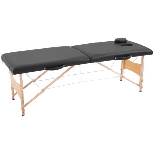 Masă pentru Masaj Portabilă cu Înălțime Reglabilă, Pernă Detașabilă, Mâner și Geantă, 186x60x58-81 cm, Negru