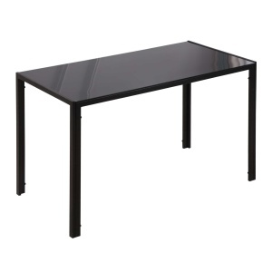 Masă Rectangulară pentru 4 Persoane din Metal și Sticlă Călită, 120x60x75 cm, Negru - Img 1