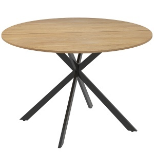 Masă Rotundă de Sufragerie pentru 4 Persoane cu Structură din Oțel Ø120x75 cm Stejar