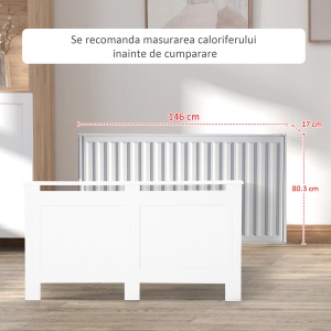 Masca Calorifer Lemn Alb – 151,5×82×19 cm cu Grilaj Elegant - Img 7
