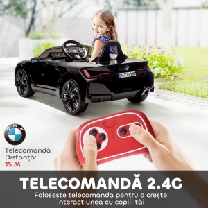 Mașină Electrică pentru Copii 3-6 Ani cu Licență BMW, cu Telecomandă, Claxon și Faruri, 115x67x45 cm, Neagră - Img 5