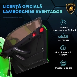 Mașinuță Electrică pentru Copii 3-5 Ani cu Uși Fluture, Mașinuță Electrică cu Telecomandă, 107,5x63x42 cm, Verde - Img 4