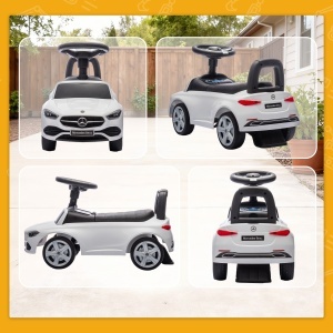Mașinuță Electrică pentru Copii Licență Mercedes Benz cu Claxon și Spațiu de Depozitare, 65x28x39 cm, Alb - Img 9