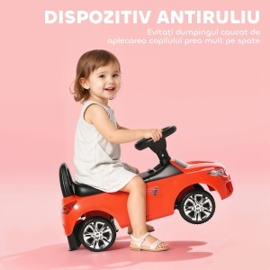 Mașinuță pentru Copii cu Volan, Mașină cu Faruri și Melodii Integrate, Vârstă 18-36 Luni, 63,5x28x36 cm, Roșu - Img 5