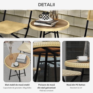 Masuta de cafea pentru exterior, Finisaj de lemn natural - Img 6